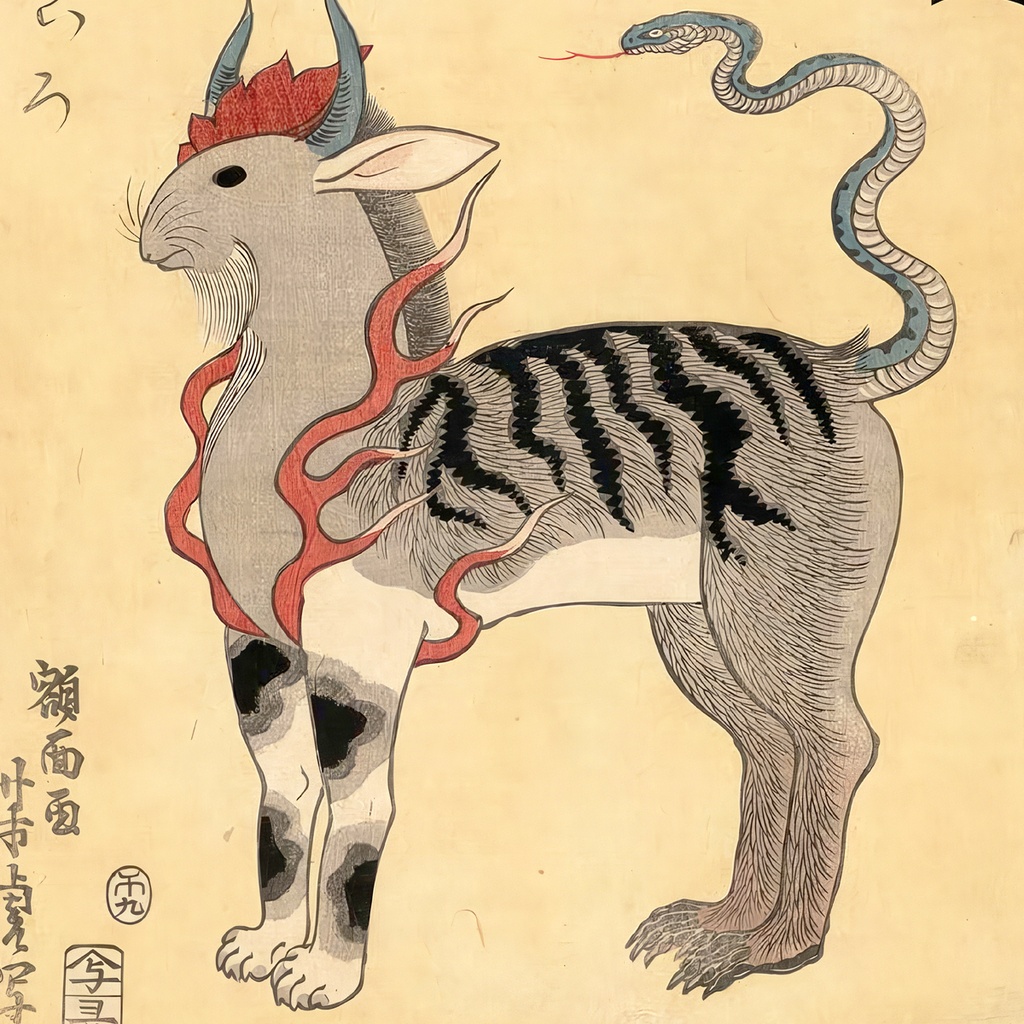 【A3ポスター】歌川芳虎 家内安全ヲ守十二支之図 干支 幻獣 魔除け 開運 縁起物 Kanai Anzen o Mamoru Junishi no Zu Utagawa Yoshitora Ukiyo-e Art Poster 和モダン インテリア 壁掛け 絵画 日本画【MUSE no.00070】
