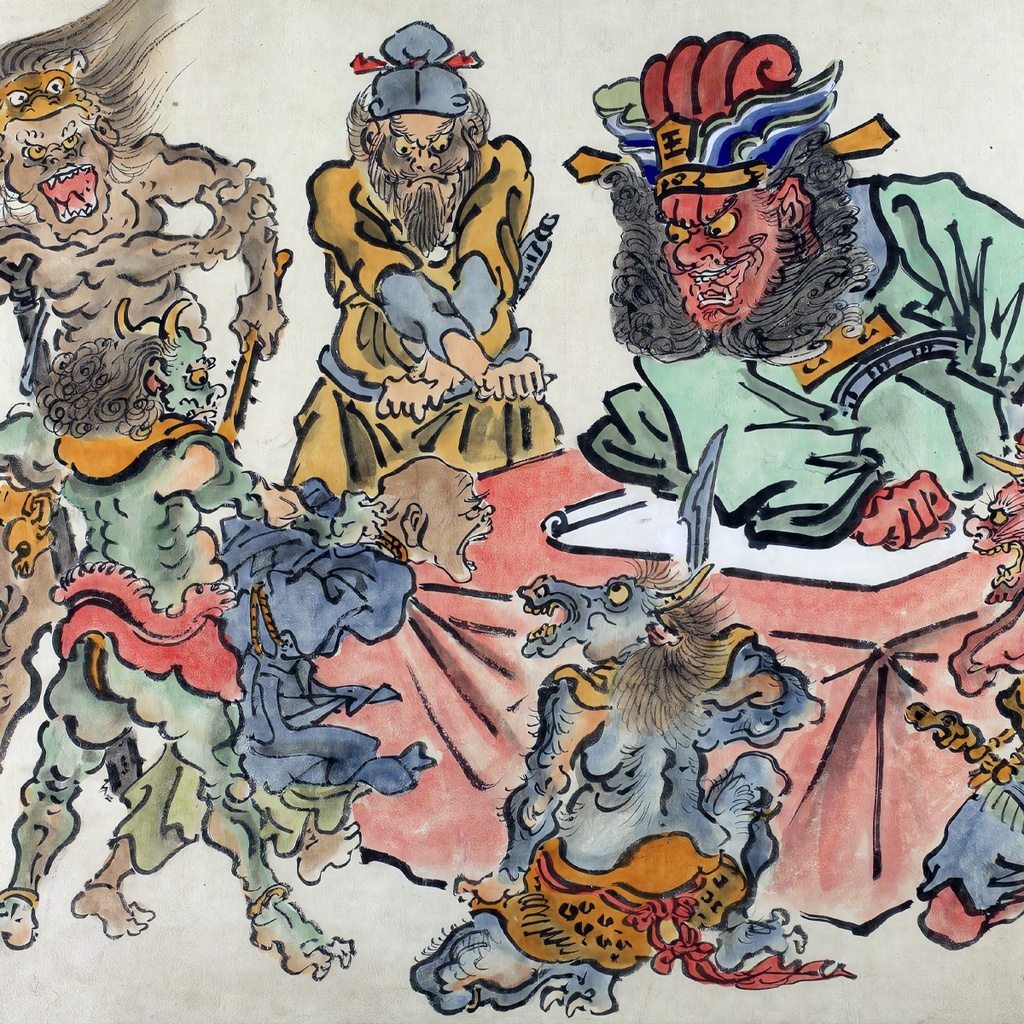 【A3ポスター】河鍋暁斎 閻魔大王 浮世絵 浄鏡図 地獄絵 鬼 妖怪 King Enma Kawanabe Kyosai Ukiyo-e Art Poster 和モダン インテリア 壁掛け 絵画 日本画【MUSE no.00078】
