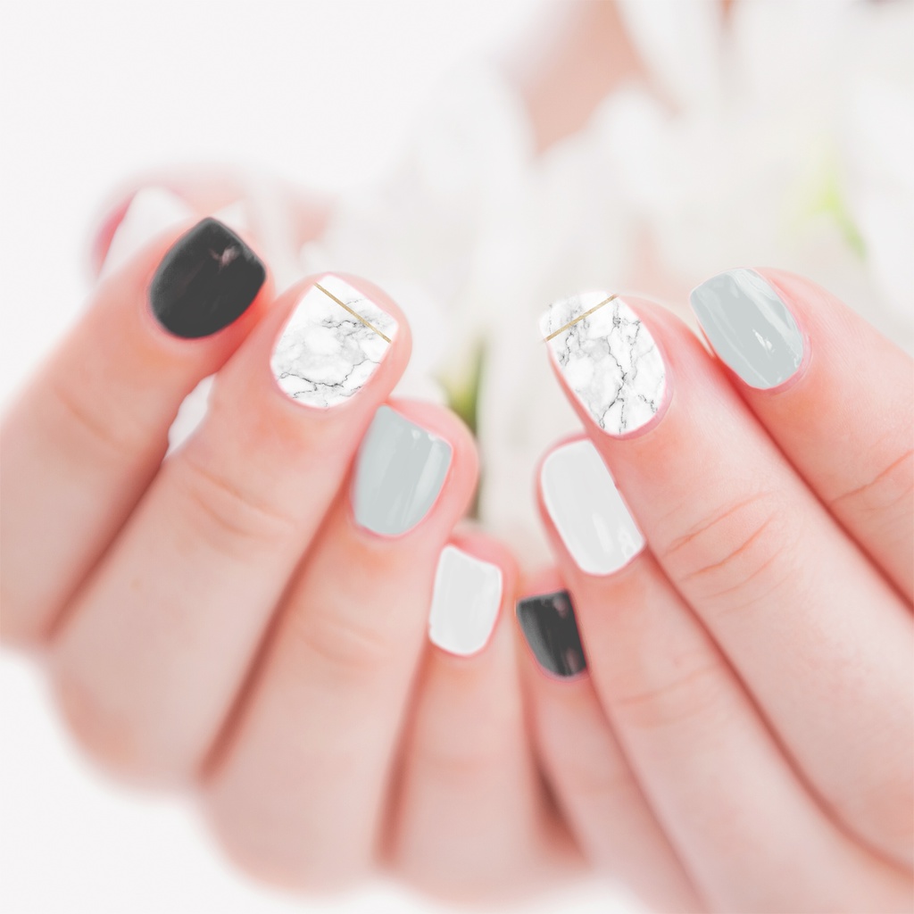 大理石 マーブル グレー ライン水平 プリントネイル用画像4点セット データお渡し Techichi Design Booth