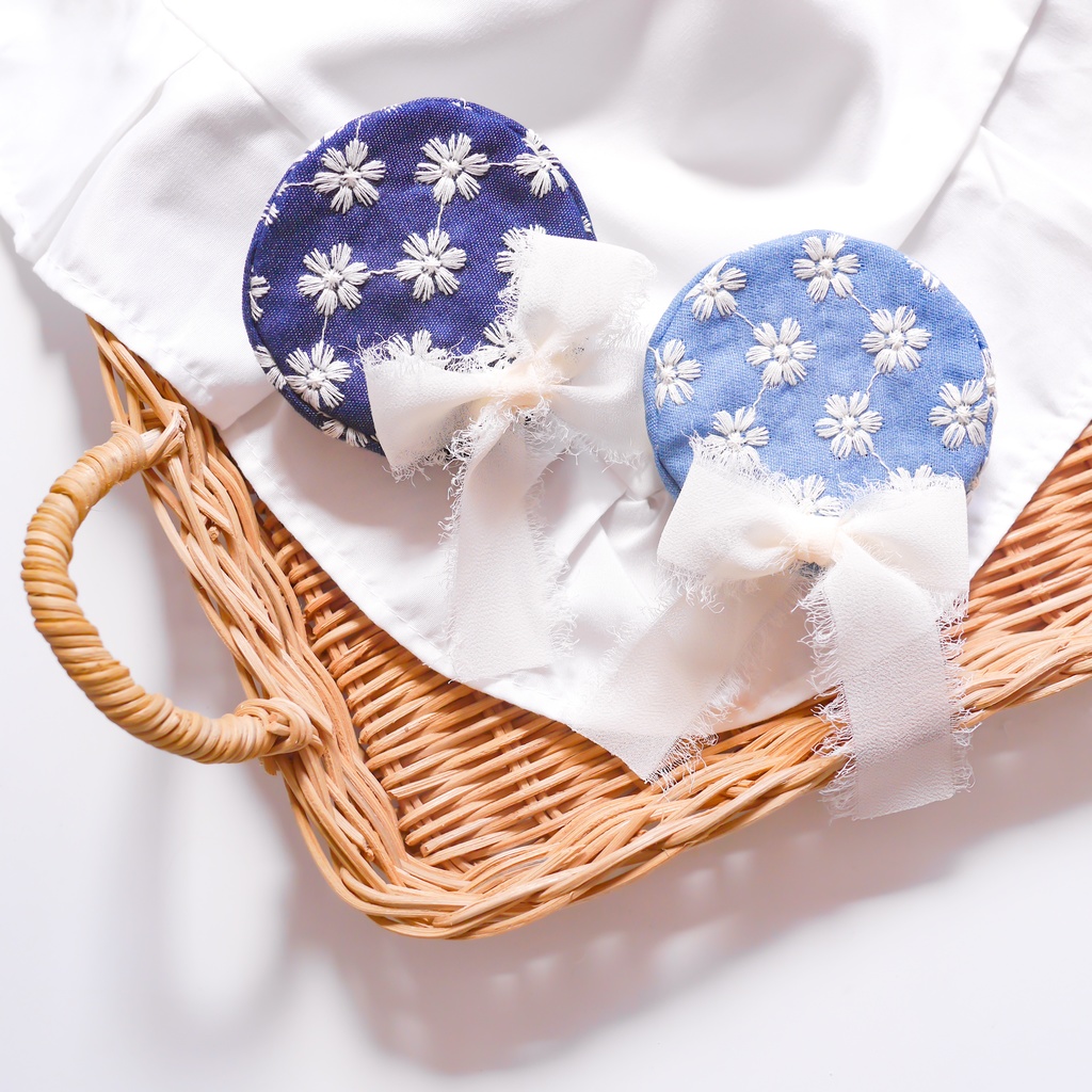 花刺繍デニムベレー帽