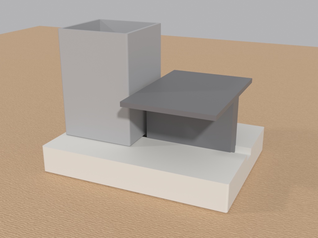 【3Dプリント用STL+FreeCAD】モジュール式デスクオーガナイザー ペン立て・棚・土台セット
