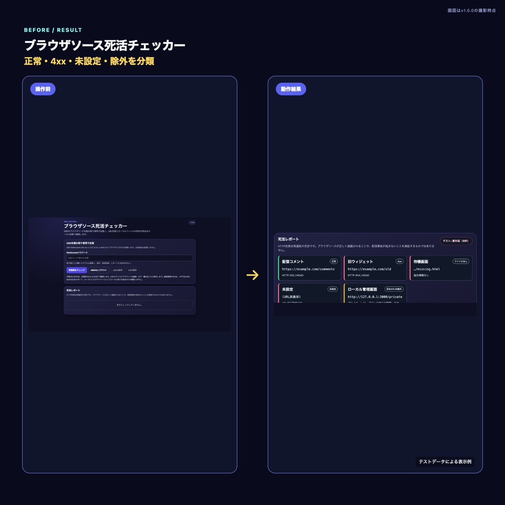 【OBS配信ツール】ブラウザソース死活チェッカー