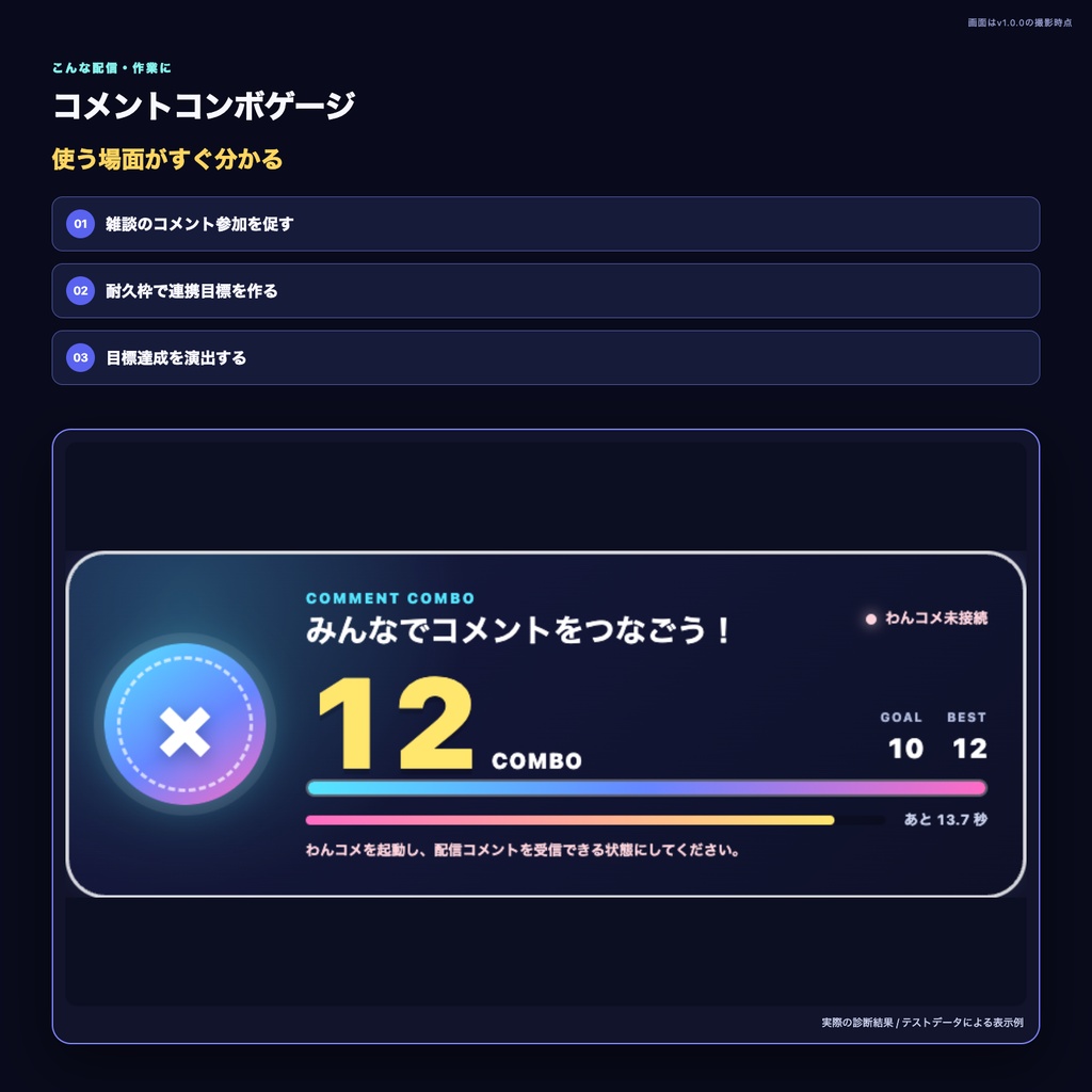 【わんコメ・OBS】コメントコンボゲージ