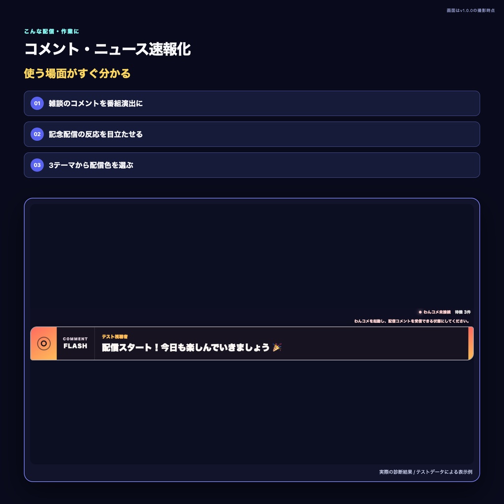 【わんコメ・OBS】コメント・ニュース速報化