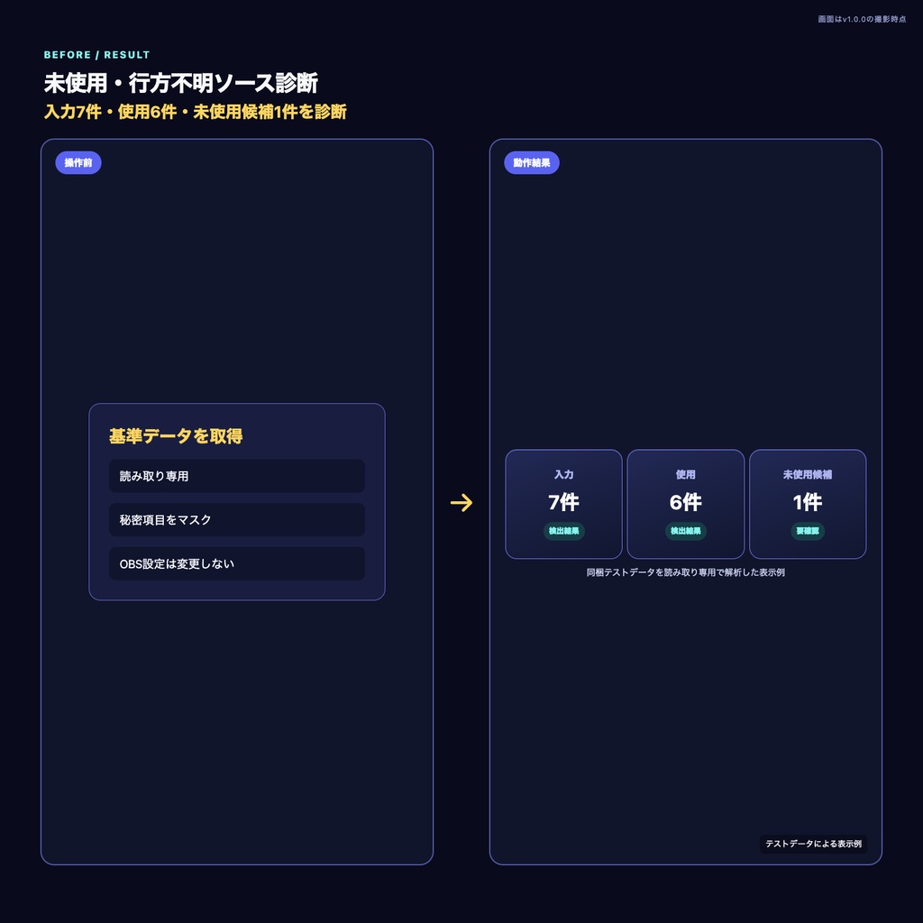 【OBS配信ツール】未使用・行方不明ソース診断