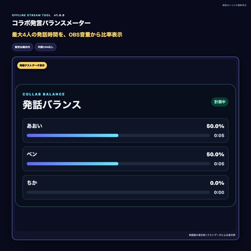 【OBS配信ツール】コラボ発言バランスメーター