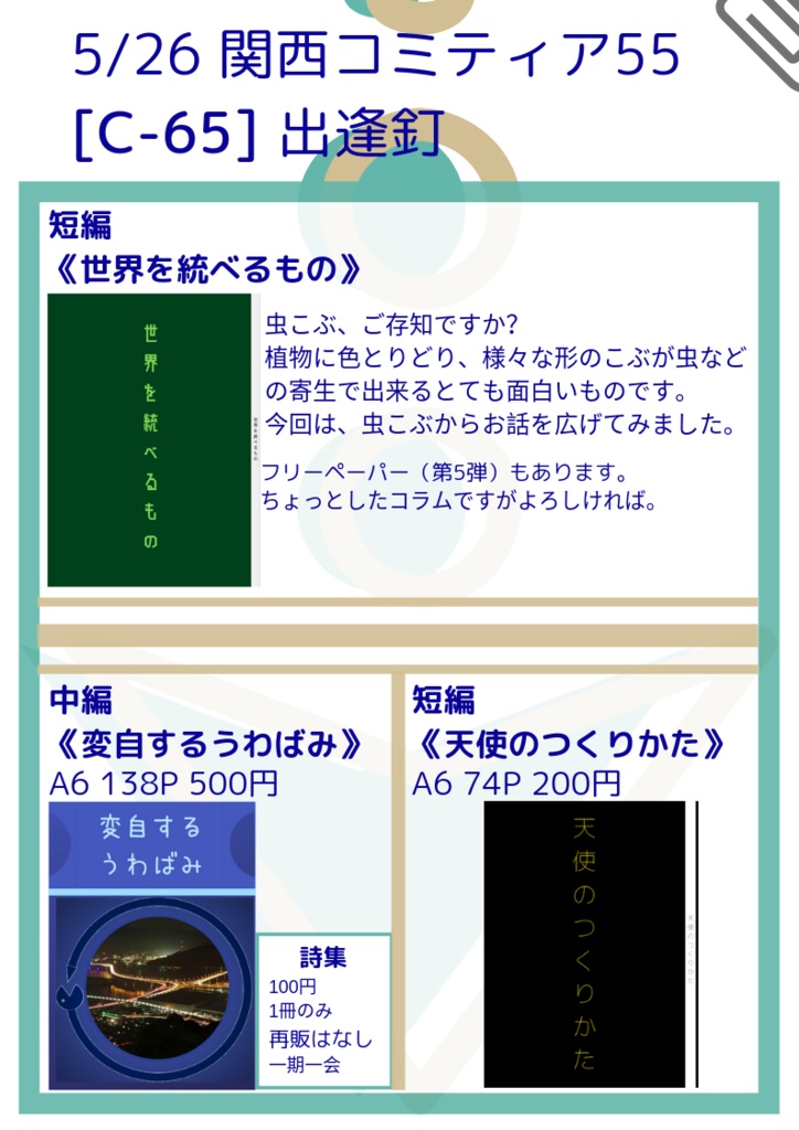 関西コミティア55　お品書き