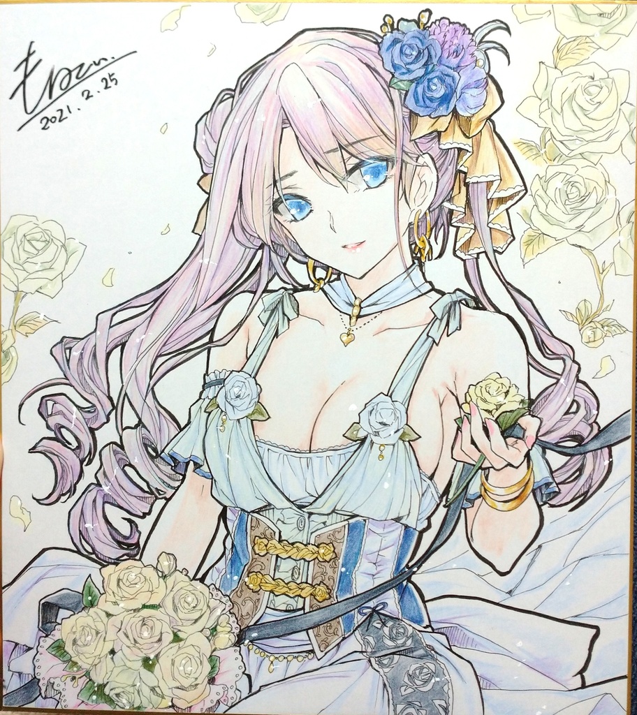 【直筆色紙】華やかツインテールお嬢さん【オリジナル】