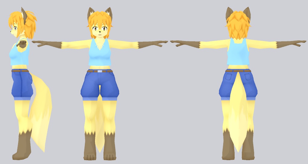 キツネの姉さん3Dモデル