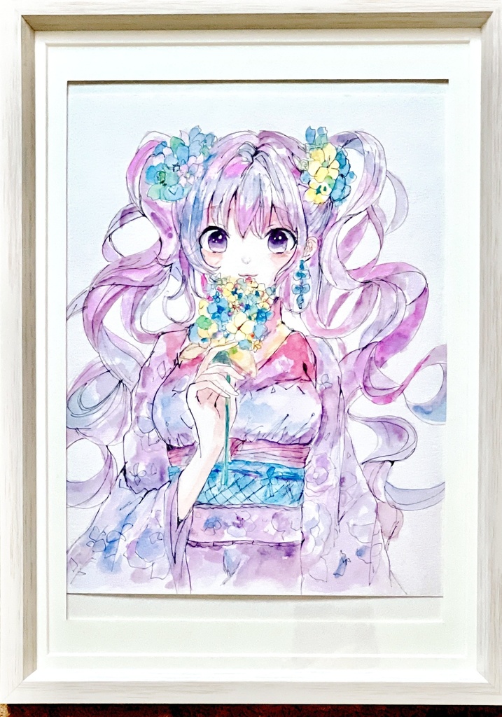 【額装原画】まほうのくちづけ (原画サイズ縦22.7 横18.2)