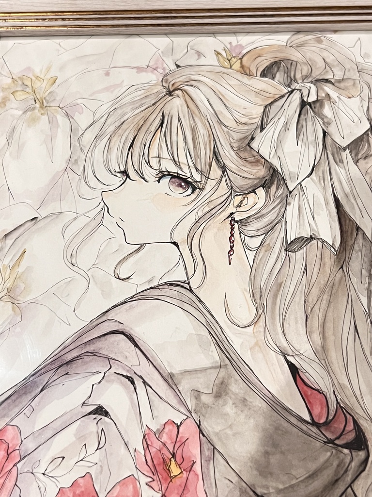 【6切額装原画】秋の白縁