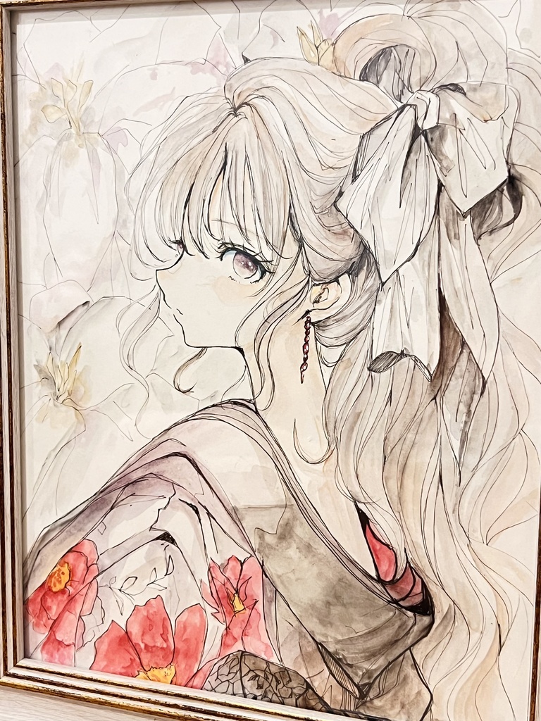 【6切額装原画】秋の白縁