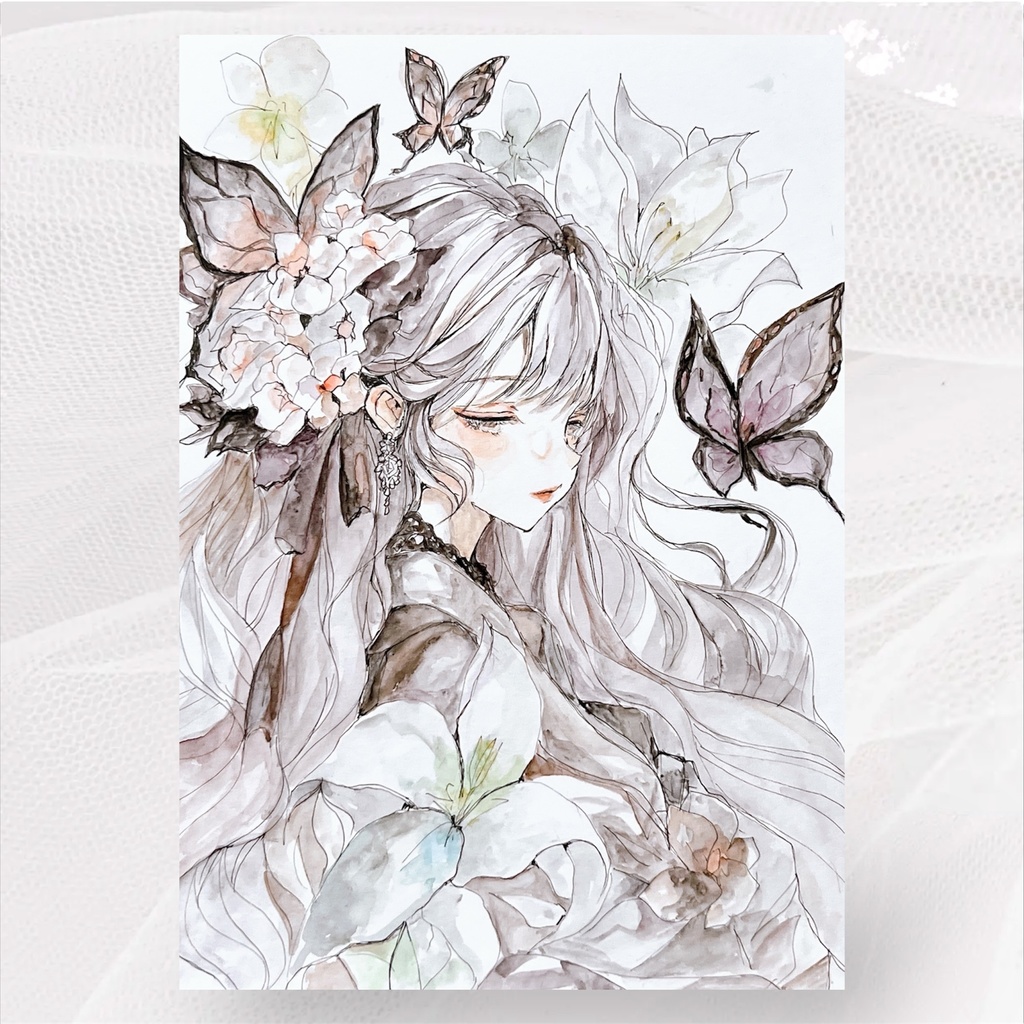 【6切額装原画】秋の白夢