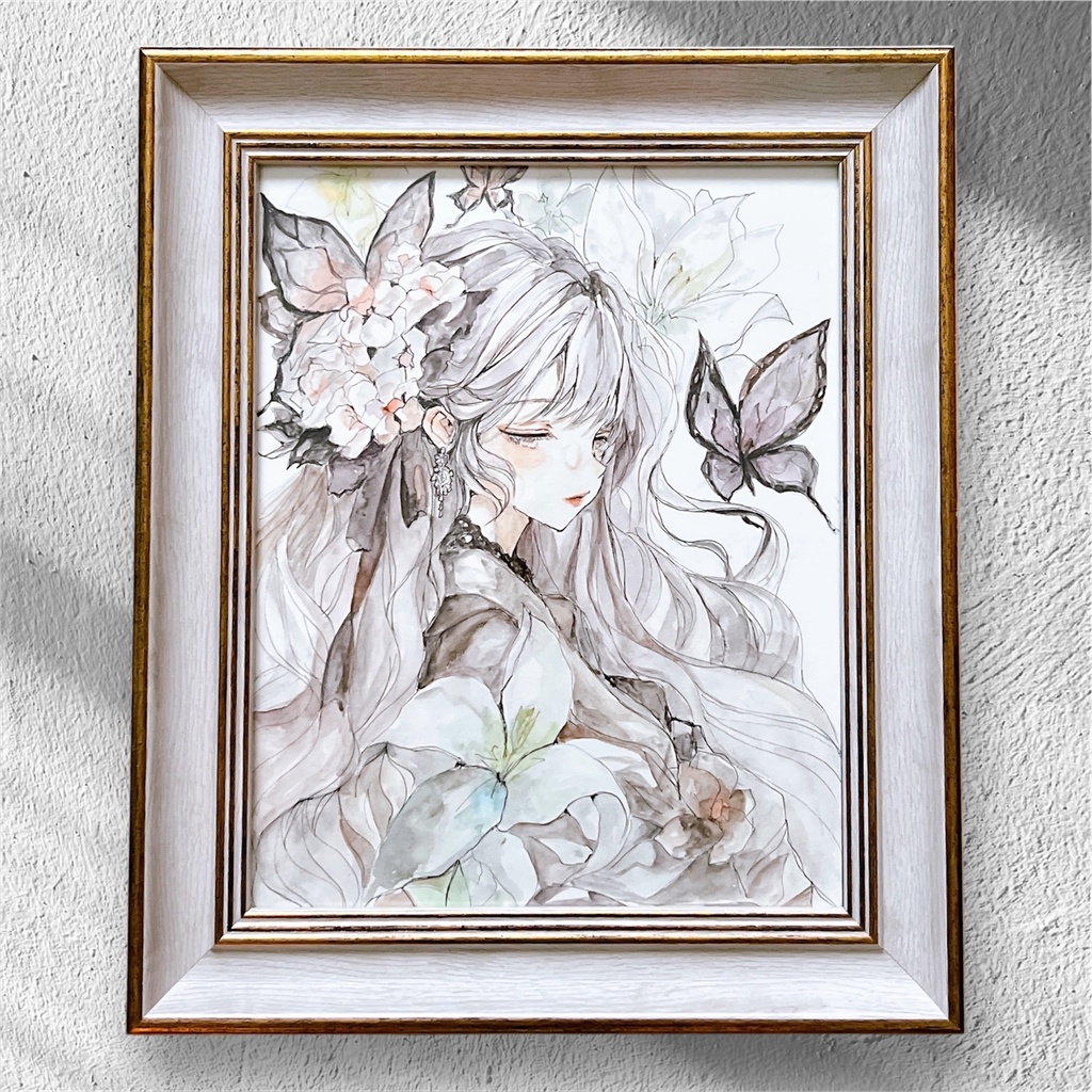 【6切額装原画】秋の白夢