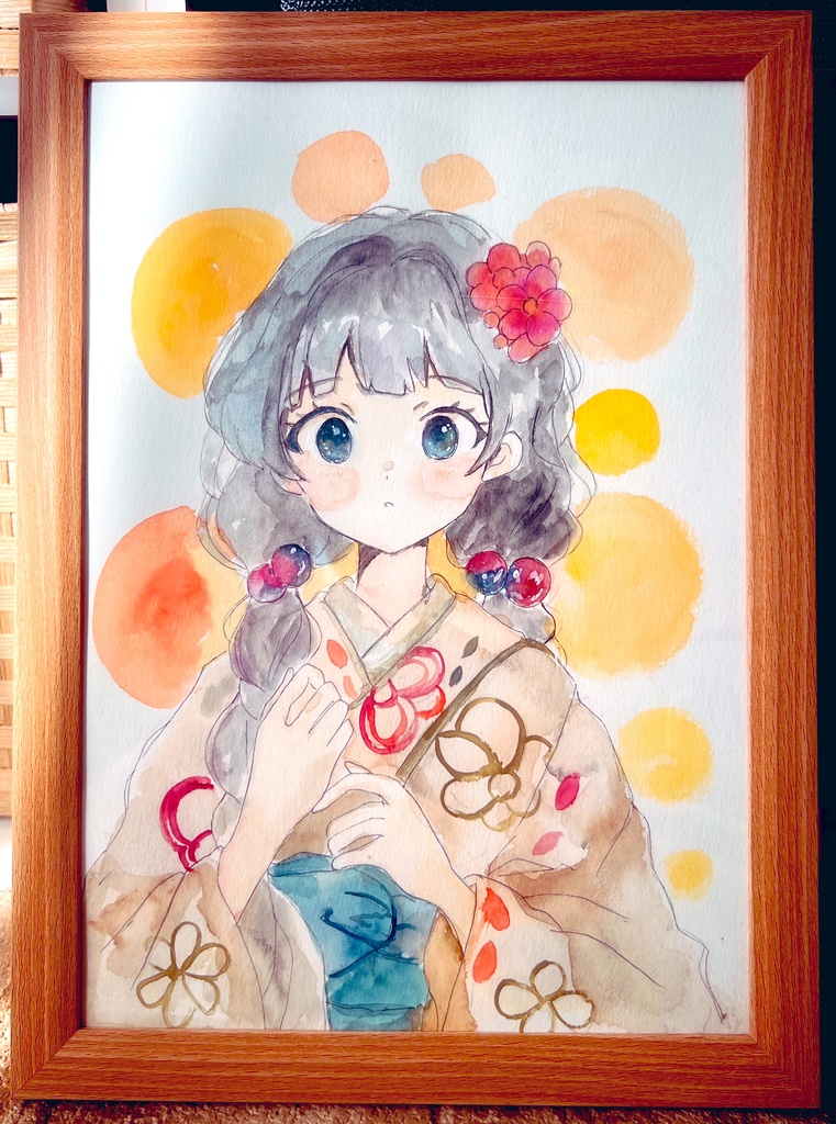 A4額装原画【着物2】