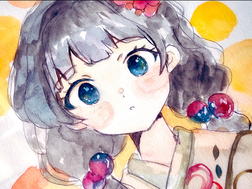 A4額装原画【着物2】