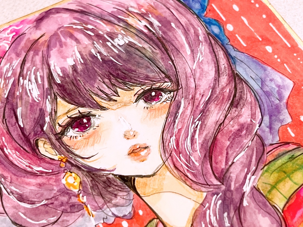 【新作】ミニ色紙原画-Antique Lily-