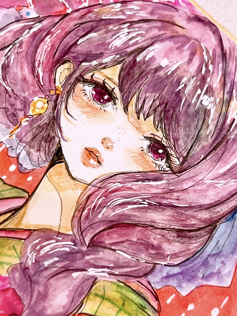 【新作】ミニ色紙原画-Antique Lily-