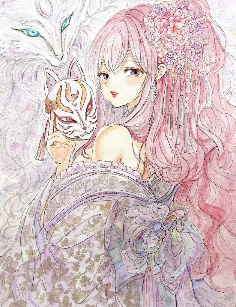 【A4額装原画】Fox Spirit Maiden