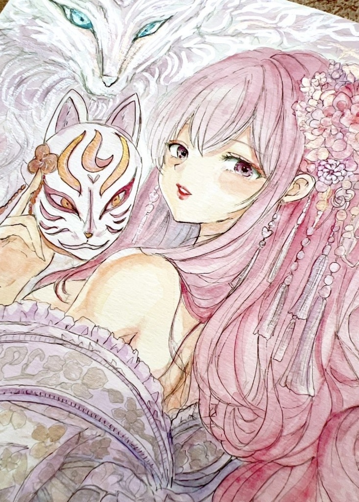 【A4額装原画】Fox Spirit Maiden
