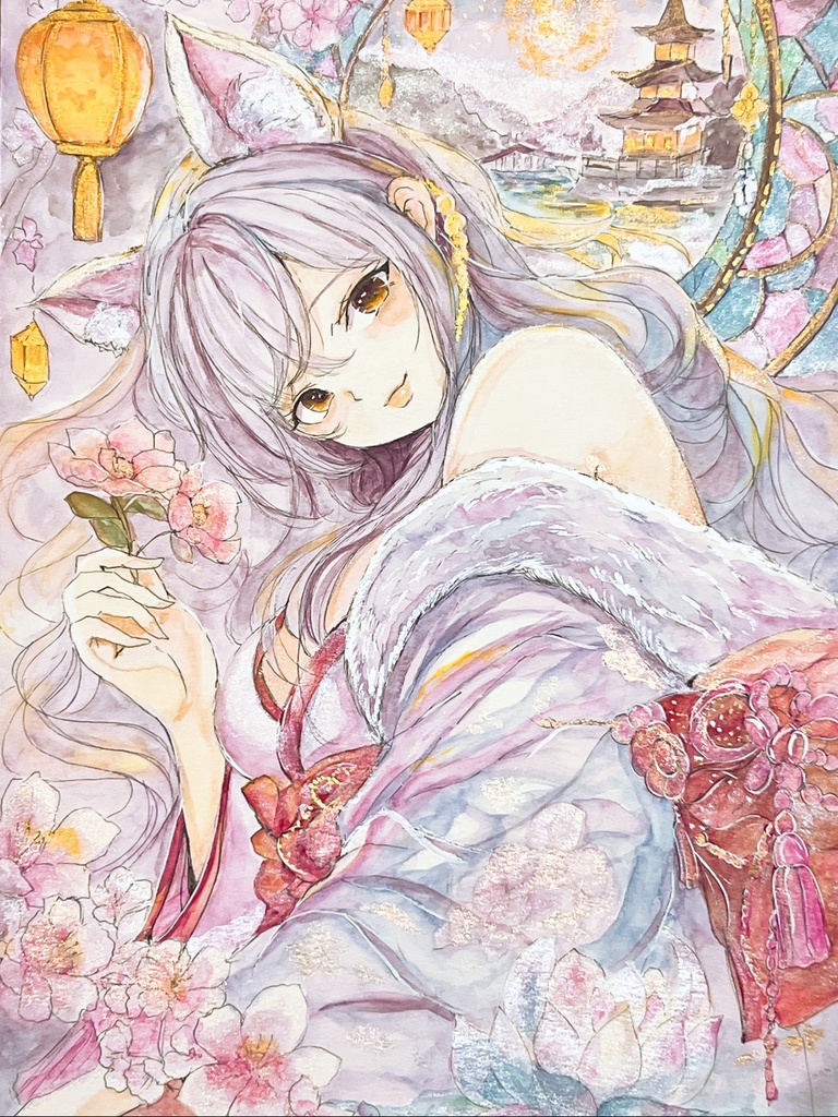 【A4額装原画】宵桜