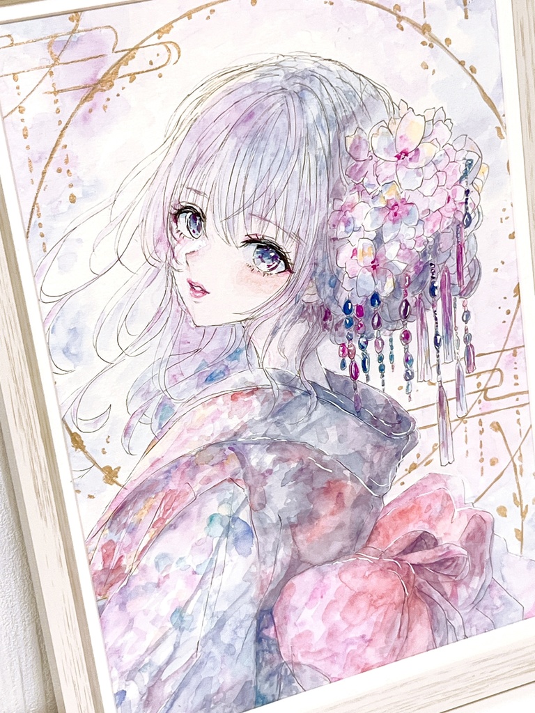 【A4額装原画】花綴