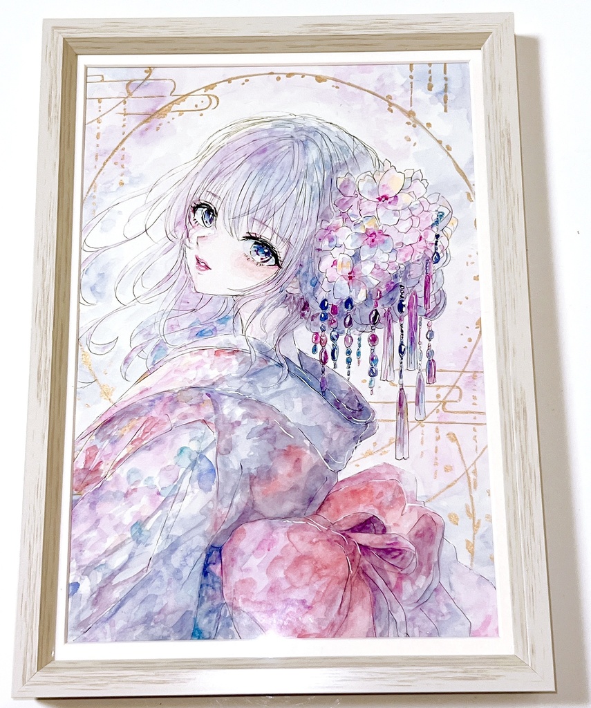 【A4額装原画】花綴