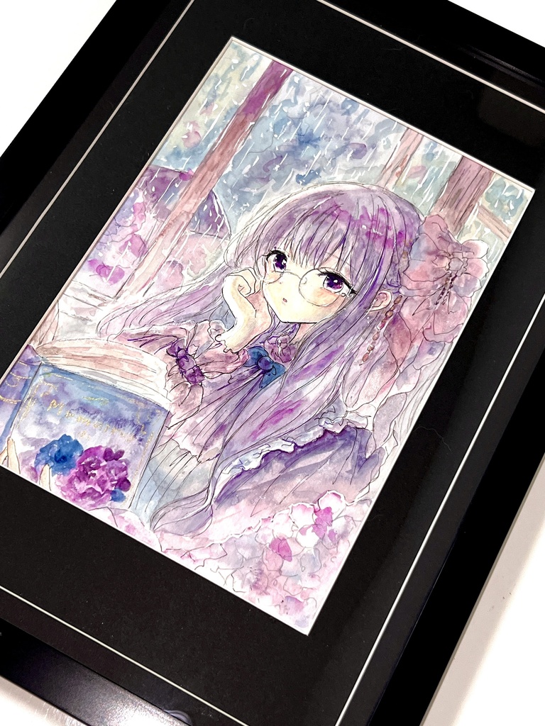【A5原画/A4額装】文学少女