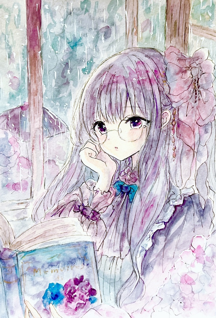  【A5原画/A4額装】雨の日のしおり