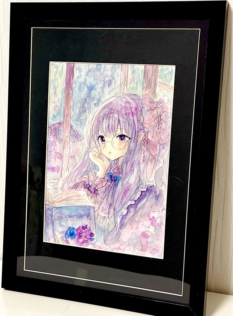 【A5原画/A4額装】文学少女
