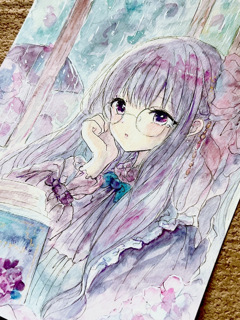 【A5原画/A4額装】雨の日のしおり