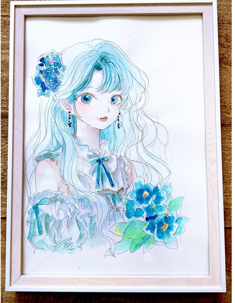 【A4額装原画】水色のまなざし