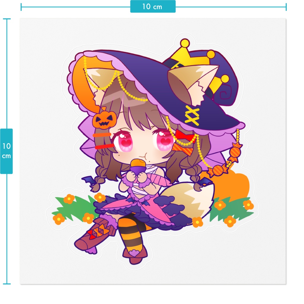 お狐様ゆいのちゃんハロウィンステッカー