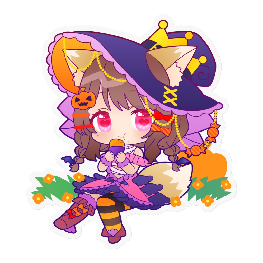お狐様ゆいのちゃんハロウィンステッカー