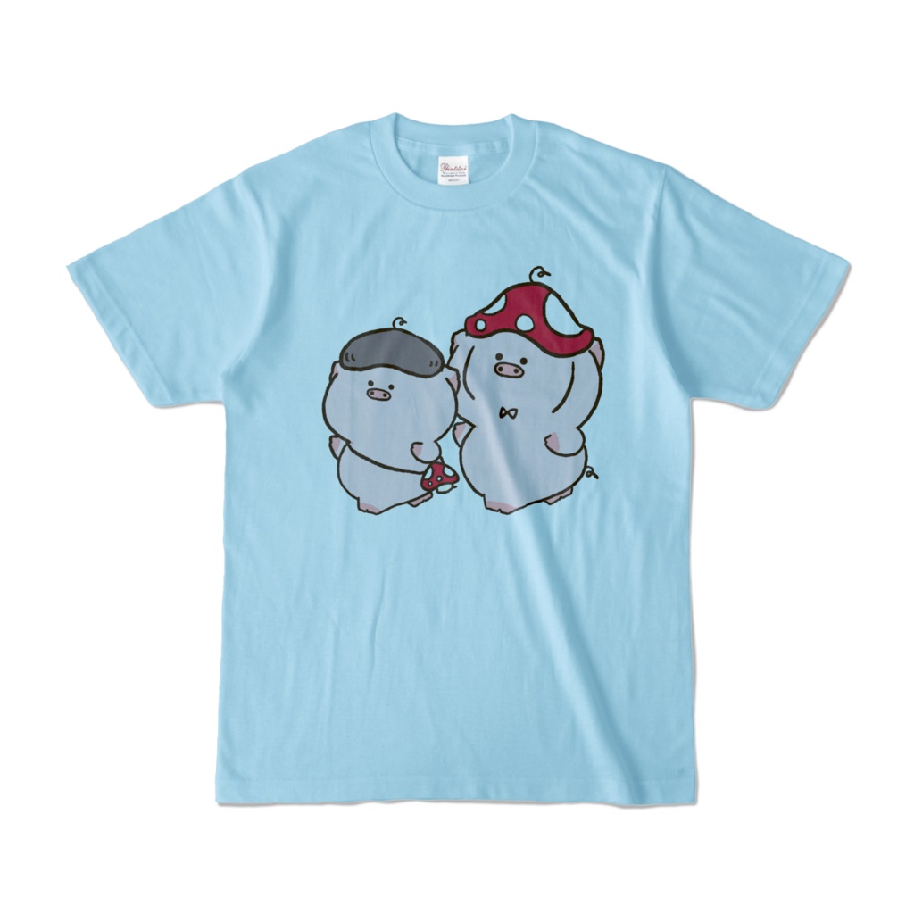 きのこなぶたさんTシャツ ライトブルー
