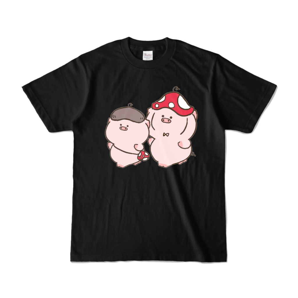 きのこなぶたさんTシャツ ブラック