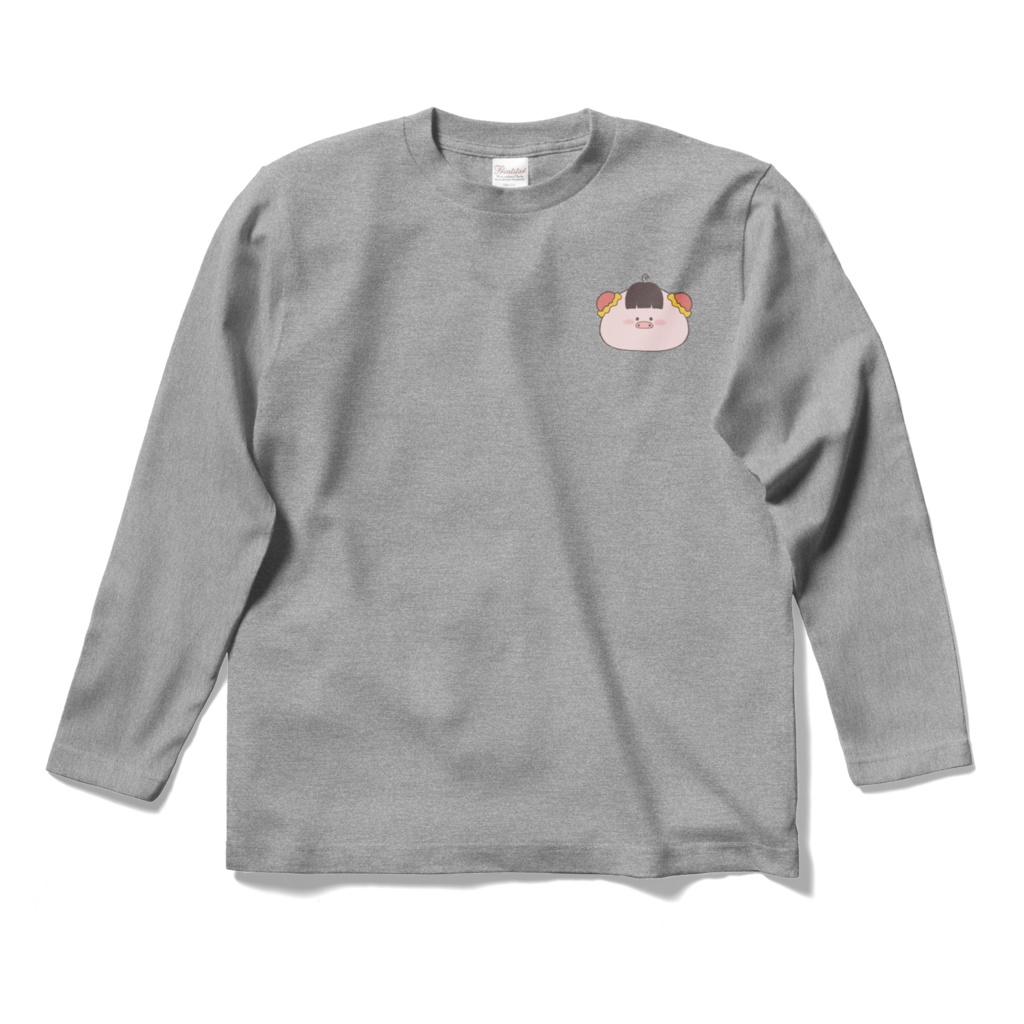 チャイナなぶたさんワンポイントTシャツ グレー