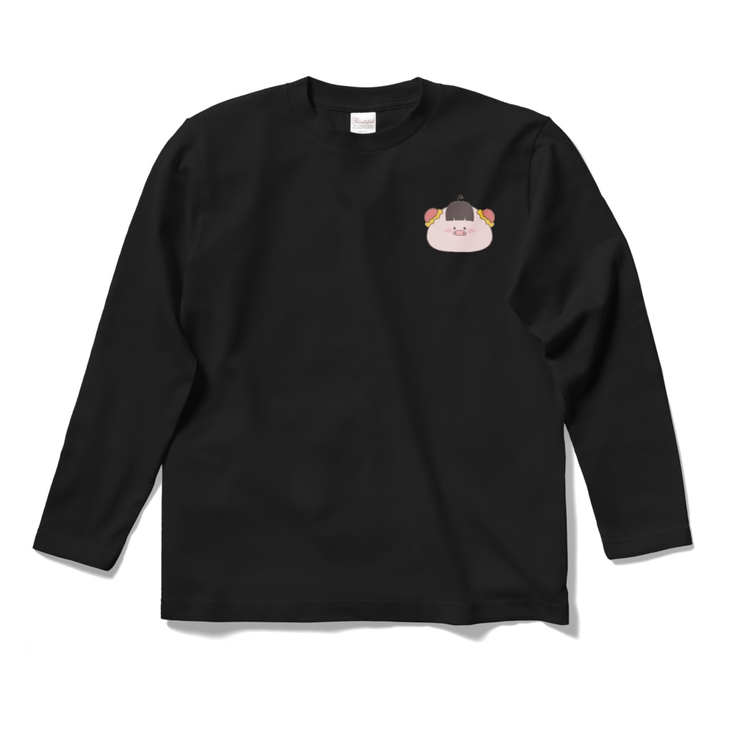 チャイナなぶたさんワンポイントTシャツ ブラック