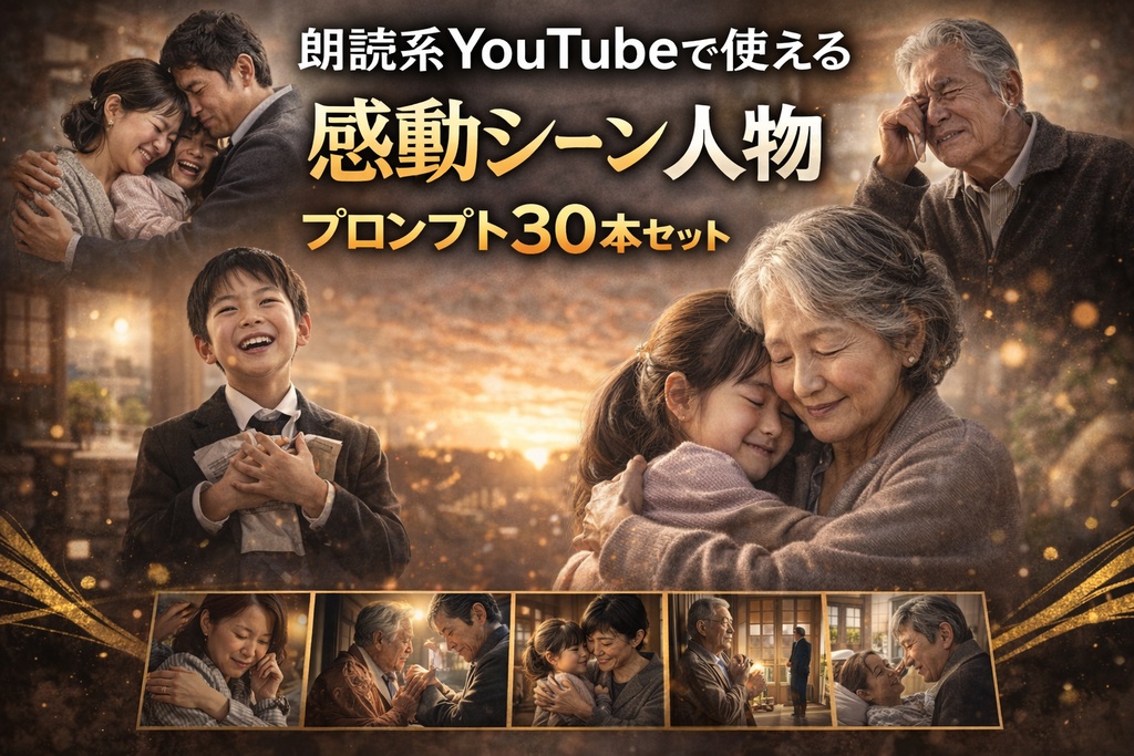 朗読系YouTubeで使える 感動シーン人物AIプロンプト30本セット