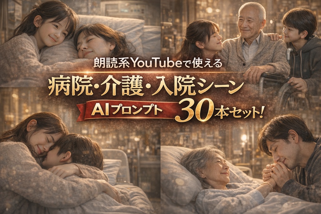 朗読系YouTubeで使える 病院・介護・入院シーンAIプロンプト30本セット