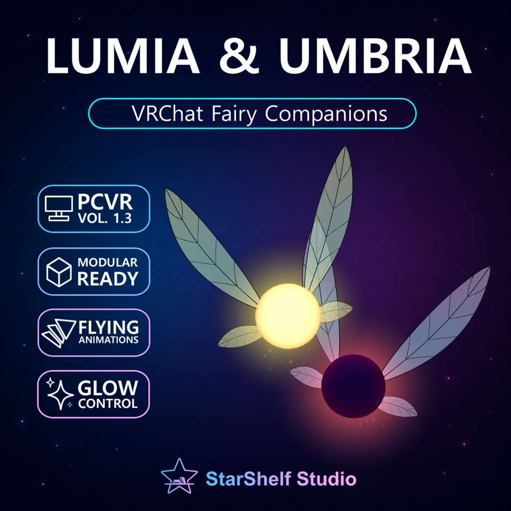 【VRChat / MA対応】Lumia & Umbria｜光と闇の妖精ペット【PC専用】