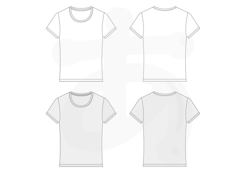 【プロ仕様】クルーネックTシャツ 平絵データ(レディース・フィットシルエット)