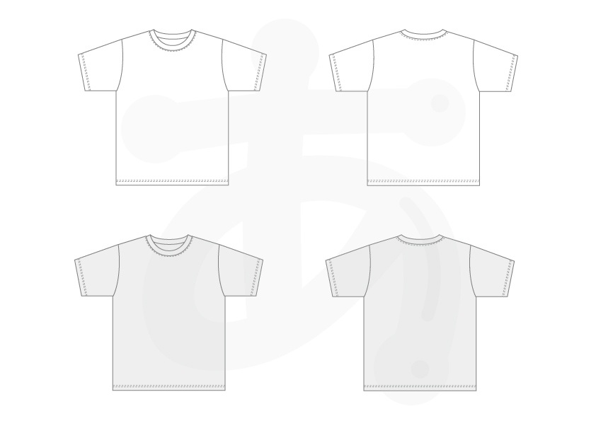 【プロ仕様】クルーネックTシャツ 平絵データ(ユニセックス・ボックスシルエット)