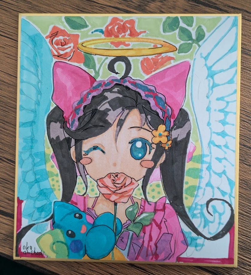 【原画ミニ色紙】『薔薇な天使ちゃん』