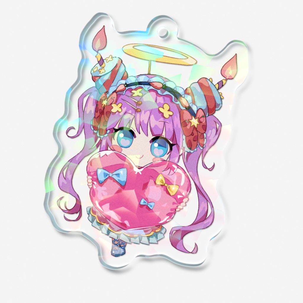 バースデー天使ちゃん|ホログラムアクリルキーホルダー - 50 × 50mm
