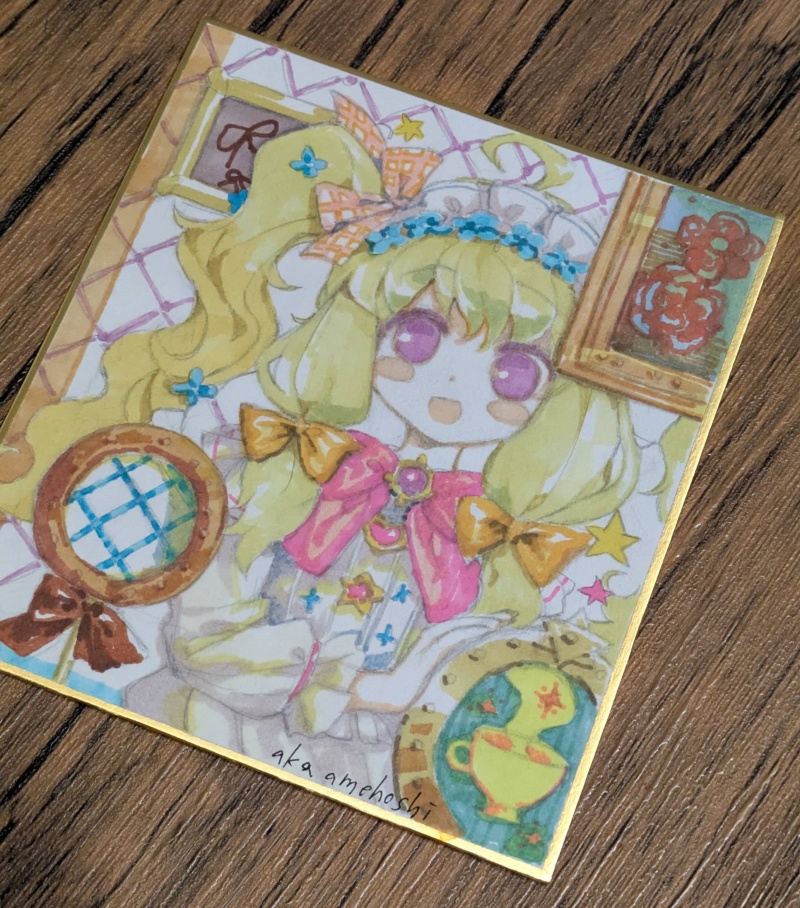 【原画ミニ色紙】『額縁世界案内人』