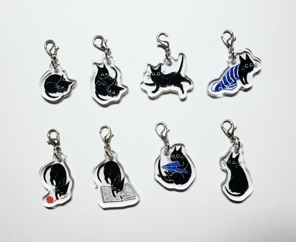 「黒猫日和」プチアクリルキーホルダー