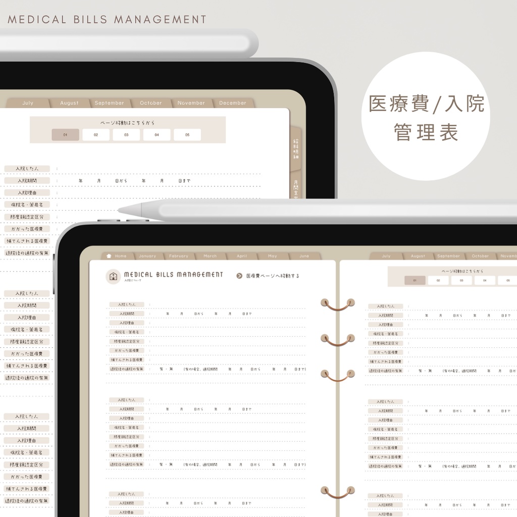 【NATURAL】カラバリ全5色✨今からでも使用できるデジタル家計簿/Goodnotesで使える/デジタル月間家計簿/家計簿セット/月間/日にちごとの支出/週間支出/デジタルプランナー