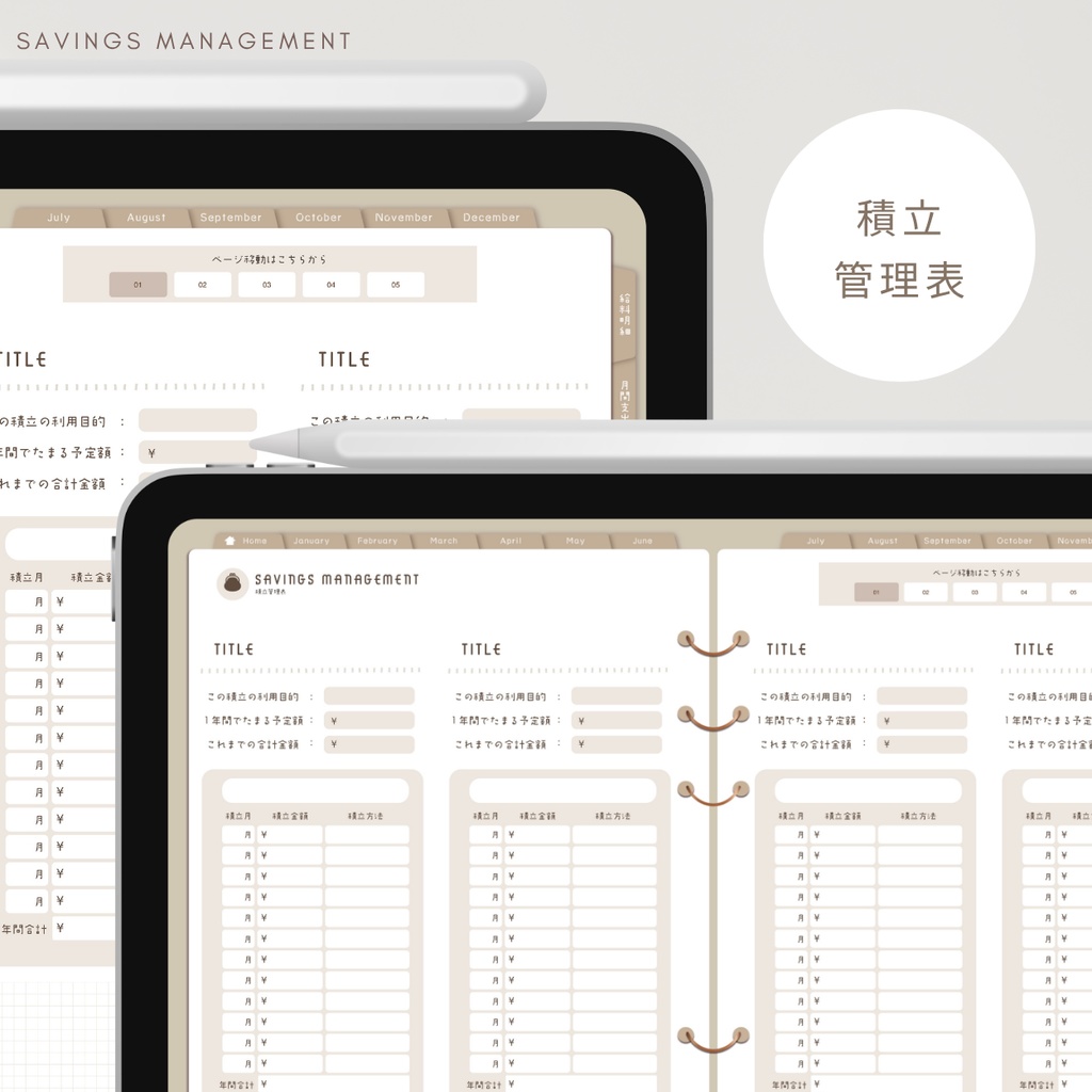 【NATURAL】カラバリ全5色✨今からでも使用できるデジタル家計簿/Goodnotesで使える/デジタル月間家計簿/家計簿セット/月間/日にちごとの支出/週間支出/デジタルプランナー