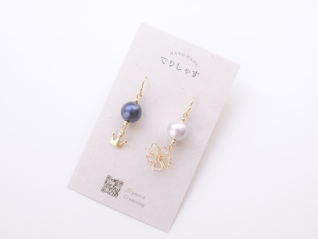 卒生イメージ:コットンパール耳飾り